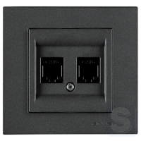 Розетка компьютерная двойная RJ45х2 cat 6 Arvia Electric KAREN Дымчатый (20 04 2000 248)